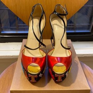 Rare Christian Louboutin Limited Edition Wedge Platform 39 with box